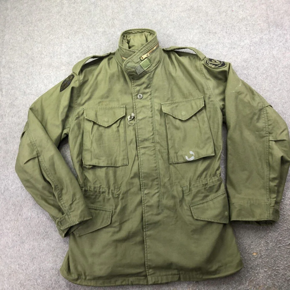 Vintage US Army Coat Mens Small Green Canvas Cold Weather Field Military OG-107